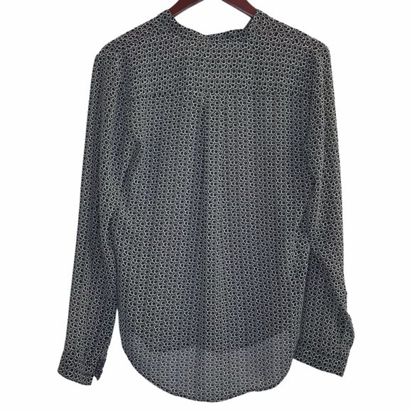 Ann Taylor Circle Print Chiffon Button Down Blouse - Picture 2 of 8